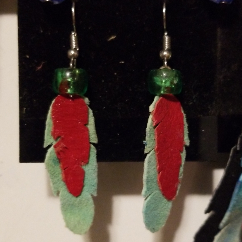 Leather Feather Earrings